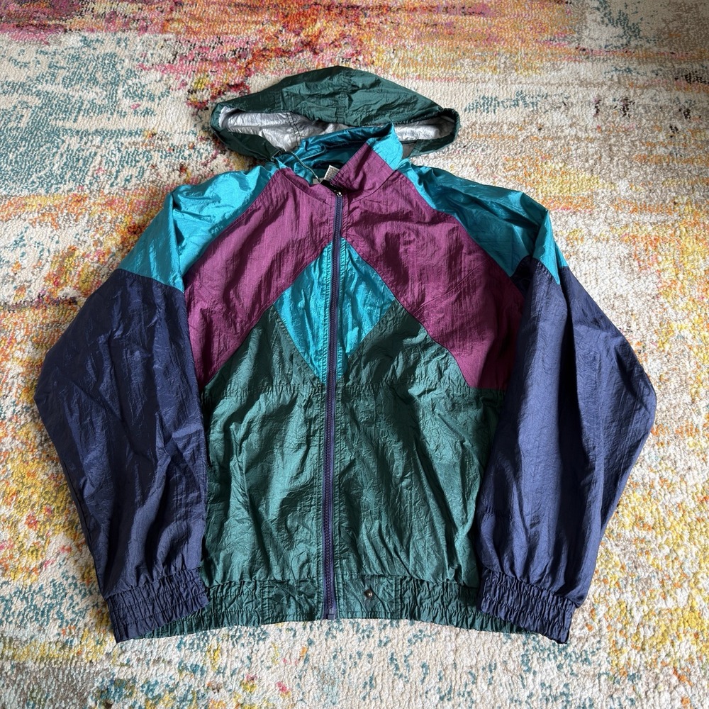 Vintage 90s Thomas E. Wilson Nylon Windbreaker Jacket Mens Large Colorblock